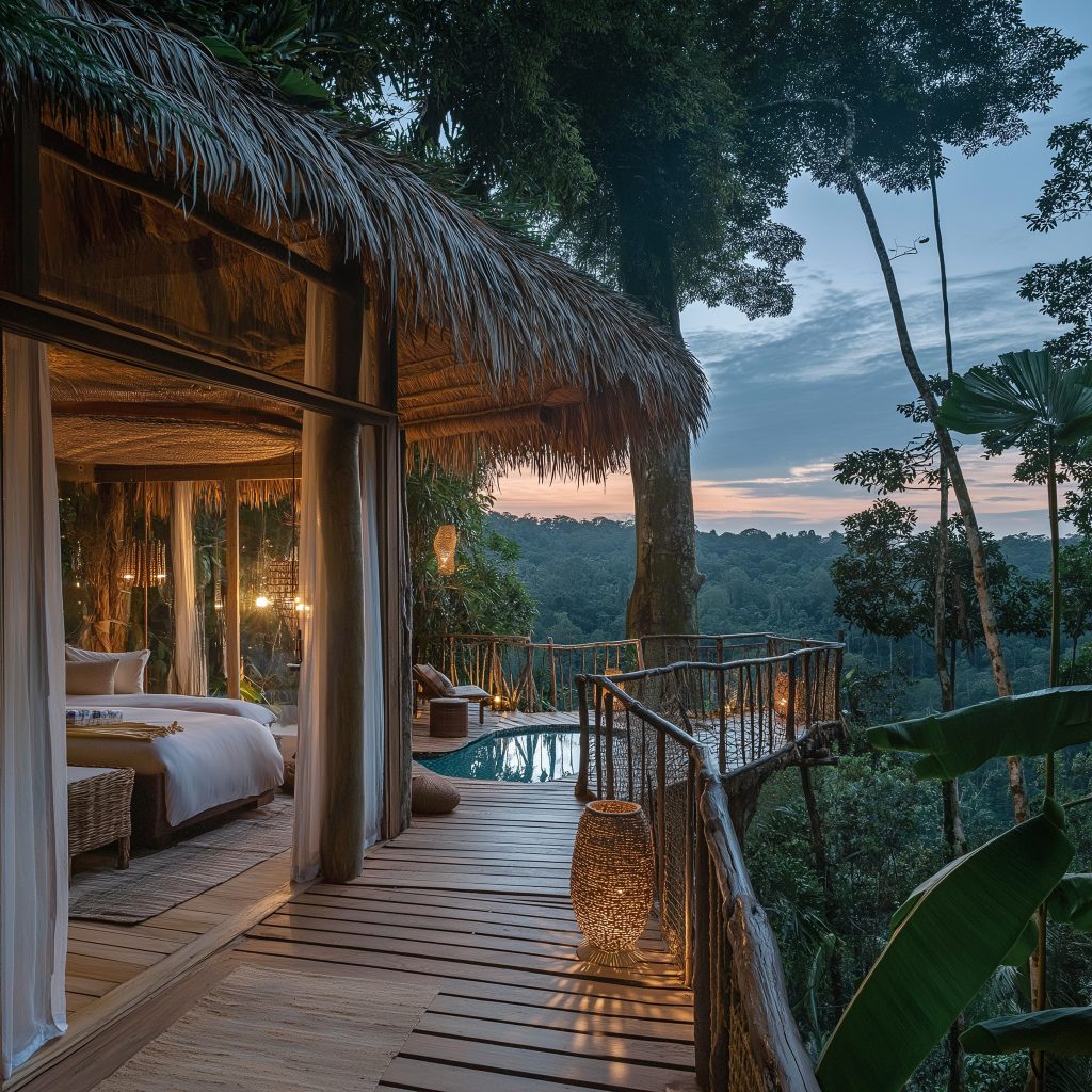 Stylish Treehouse with Spiral Stairs and Views